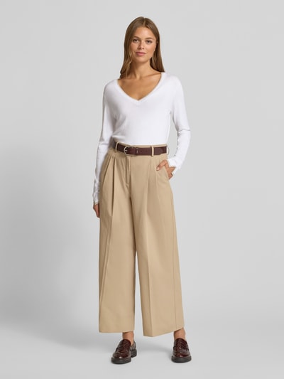 Liu Jo White Pullover mit V-Ausschnitt und Effektgarn Offwhite 1