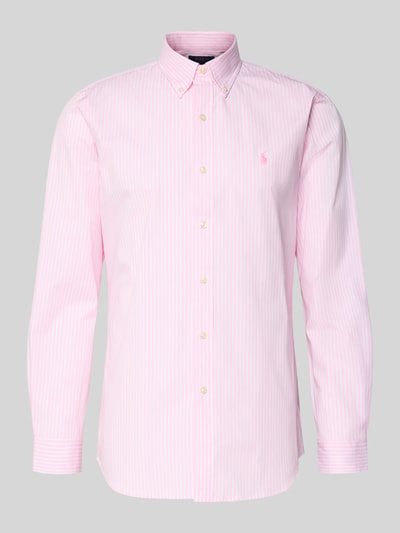 Produktfoto, Freizeithemd mit Knopfleiste von Polo Ralph Lauren aus Baumwoll-Elasthan-Mix, Regular-Fit, Button-Down-Kragen, Label-Stitching, rosa mit weißen Streifen