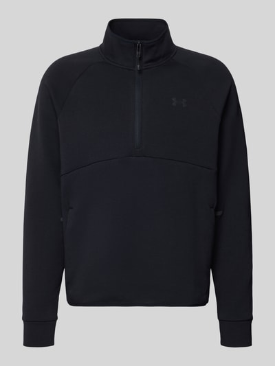 Produktfoto, Sweatshirt mit Stehkragen von Under Armour in Schwarz, Baumwoll-Materialmix, Label-Print, Eingrifftaschen, Regular Fit