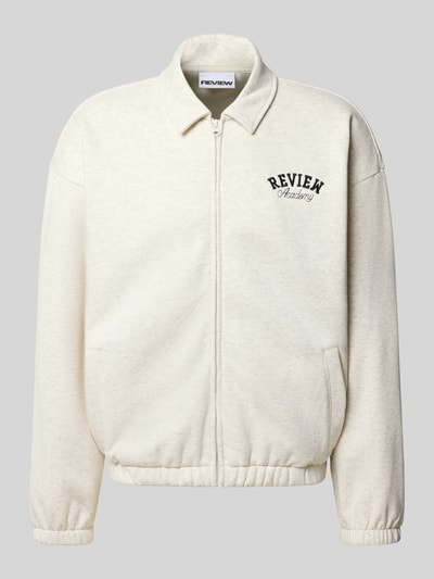 REVIEW Sweatjack met platte kraag en steekzakken Ecru gemêleerd - 2