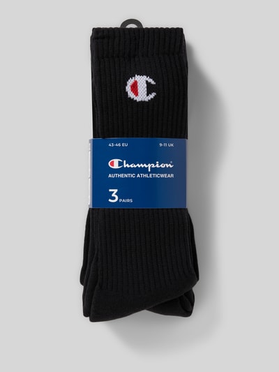 Produktfoto, Skarpety z mieszanki bawełny i elastanu, jednokolorowy, prążkowany ściągacz, detal z logo, zestaw 3 szt., Model 'Crew Socks' od Champion