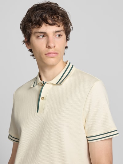 Blend Slim Fit Poloshirt mit Strukturmuster Modell 'FABLE' Offwhite 3