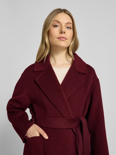 Milano Italy Płaszcz z wełny z kołnierzem z połami Bordowy 3