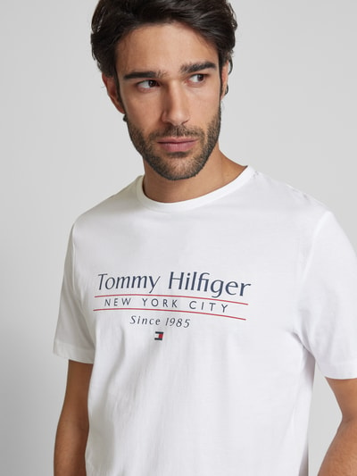 Tommy Hilfiger T-Shirt mit Label-Print Weiss 3