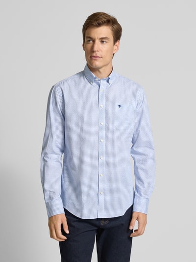 Fynch-Hatton Regular fit vrijetijdsoverhemd met logostitching, model 'Poplin' Lichtblauw - 4