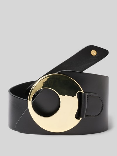 Produktfoto, Gürtel aus echtem Leder mit Pinschließe von Vanzetti, Damen Gürtel im Asymmetrischer-Look, Zierbesatz, Breite 11 cm, schwarz-gold, Größe 80