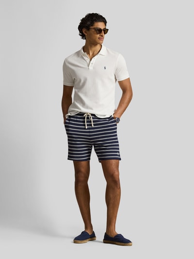 Polo Ralph Lauren Regular Fit Shorts aus Baumwoll-Mix mit Lochmuster-Streifen Marine 1