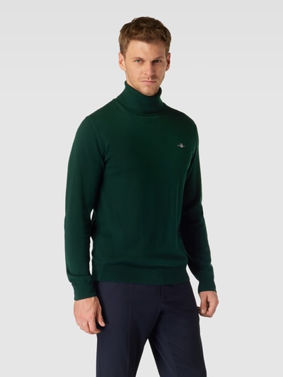 GANT Rollkragenpullover mit Label-Stitching aus Baumwoll-Woll-Mix Dunkelgruen 4