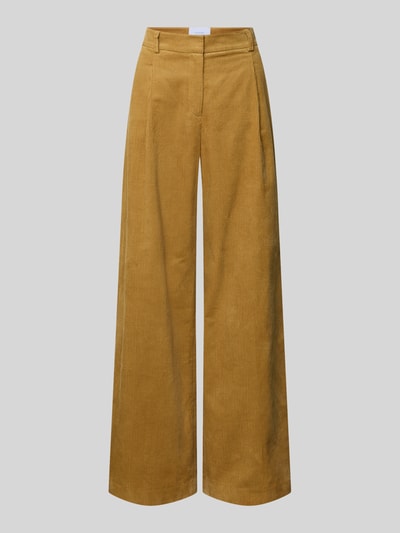 Style Icon Collection Uitlopende corduroy broek in moderne flared fit en hoge taille - curated by Maja Weyhe Mosterdgeel - 2