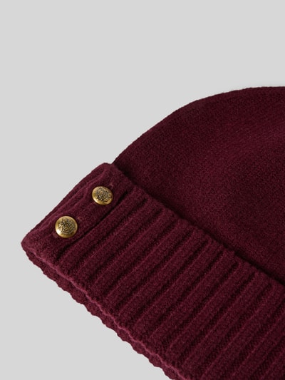 Lauren Ralph Lauren Czapka beanie z detalem z logo Bordowy 2