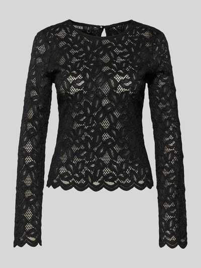 Pieces Regular fit blousetop van transparant kant, model 'JOHANNE'  - 2