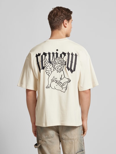 REVIEW T-shirt o kroju oversized z okrągłym dekoltem Écru 5