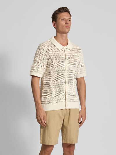 Jack & Jones Premium Regular Fit Strickshirt mit Knopfleiste Offwhite 4