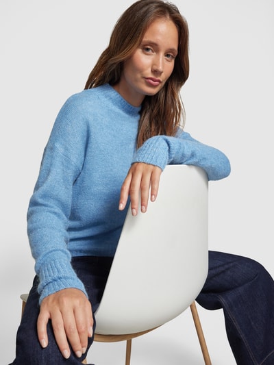 ICHI Gebreide pullover met opstaande kraag, model 'Kamara' Oceaanblauw - 3