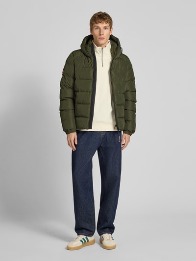 Superdry Steppjacke mit Kapuze und seitlichen Reißverschlusstaschen Khaki 1