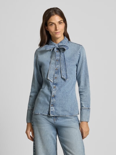 Mango Slim Fit Jeansbluse mit Schluppe Modell 'LANA' Jeansblau 4