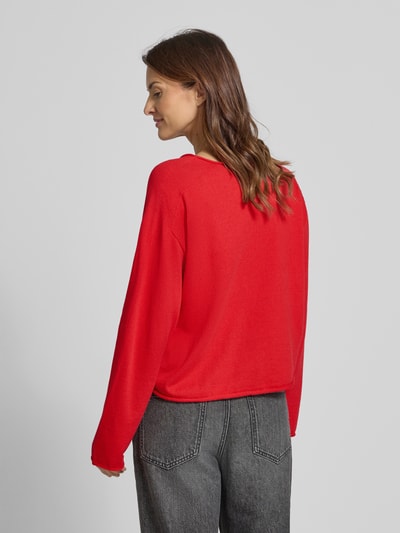 Drykorn Relaxed fit gebreide pullover met V-hals, model 'SOMAIJA' Lichtrood - 5