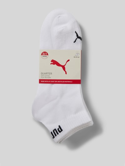 Productfoto, Sneakersocken mit Logo im 4er-Pack van PUMA, witte katoenmix met stretch, nauwsluitend, elastische ribboordjes, heren
