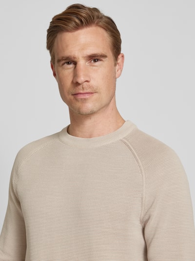 Marc O'Polo Gebreide pullover met ribboorden Offwhite - 3