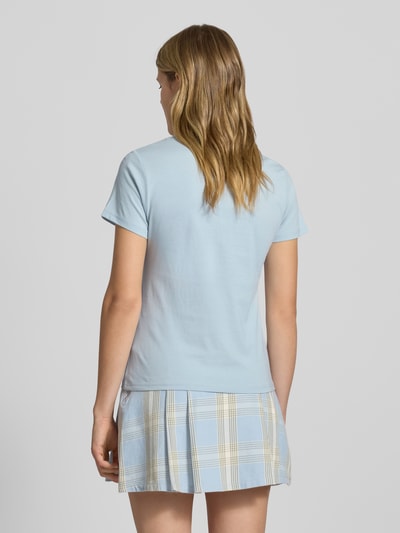 Hugo Blue T-shirt met labelstitching en V-hals Lichtblauw - 5