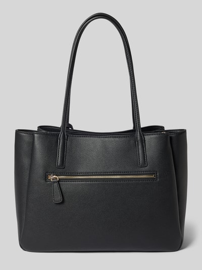 Produktfoto, Tote Bag in Leder-Optik Modell 'Isola' von Guess, Damen Tote Bag mit Logo-Detail, Hauptfach mit Reißverschluss, schwarze Farbe, strukturierte Oberfläche, schmale Schulterriemen, Maße 37x27x15 cm, Länge Schulterriemen 62 cm