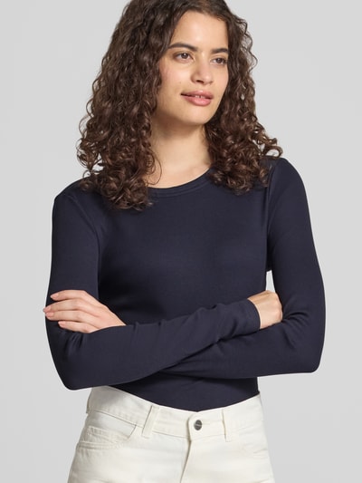 ONLY Slim Fit Langarmshirt aus Baumwoll-Mix Modell 'VAL' Marine 3