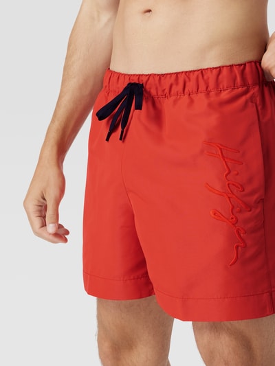Tommy Hilfiger Regular fit zwembroek met merkopschrift Roestrood - 3