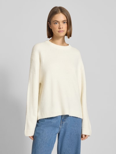 Gina Tricot Oversized Strickpullover mit Leinen-Anteil Offwhite 4