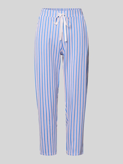 Produktfoto, Slim Fit Pyjama-Hose in verkürzter Passform von Skiny aus Baumwoll-Mix mit blauen, weißen und roten Streifen, Elastischer Bund mit Tunnelzug