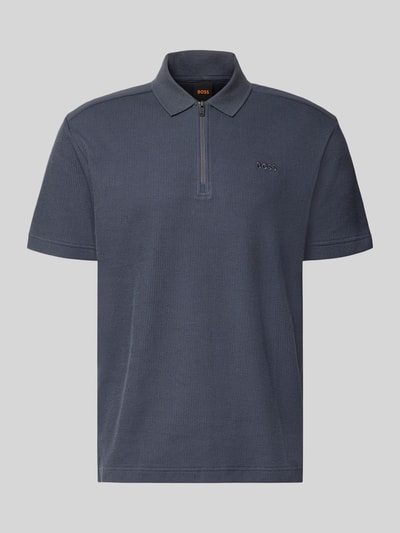 BOSS Orange Regular Fit Poloshirt aus reiner Baumwolle Modell 'Pe_RibNylon' Marine 1