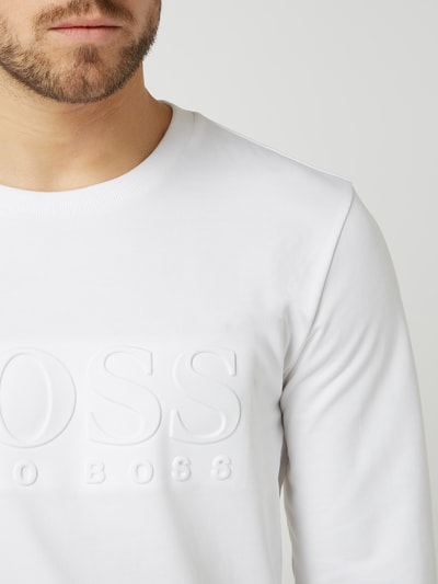 BOSS Sweatshirt mit Logo-Print Modell 'Heritage' Weiss 3