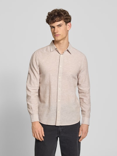ONLY & SONS koszula casualowa o kroju slim fit z mieszanki bawełny i lnu model 'CAIDENLS SOLID' Beżowy 4