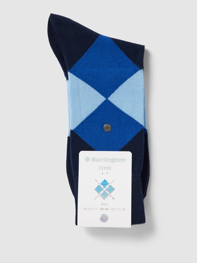 Burlington Sokken met all-over motief, model 'Clyde' Marineblauw - 3