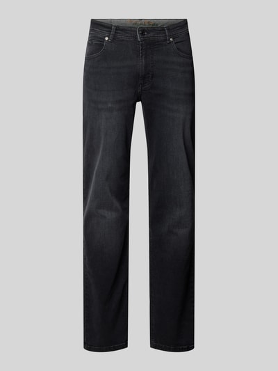 Christian Berg Men Straight fit jeans met contrastnaden van biologische katoenmix Antraciet - 2