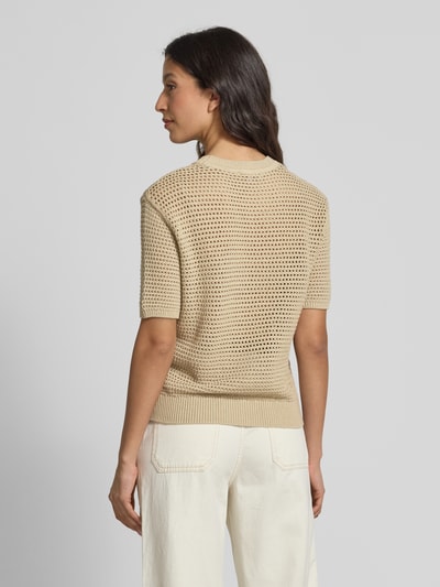 Tommy Hilfiger Regular Fit Häkelpullover aus Baumwoll-Mix Sand 5