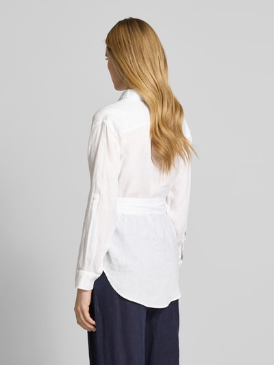 Lauren Ralph Lauren Bluzka lniana długa o kroju regular fit z wiązanym paskiem model ‘CHADWICK’ Biały 5