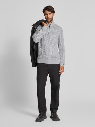 Jack & Jones Premium Gebreide pullover met ribboorden, model 'BLUSEAN' Lichtgrijs gemêleerd - 1