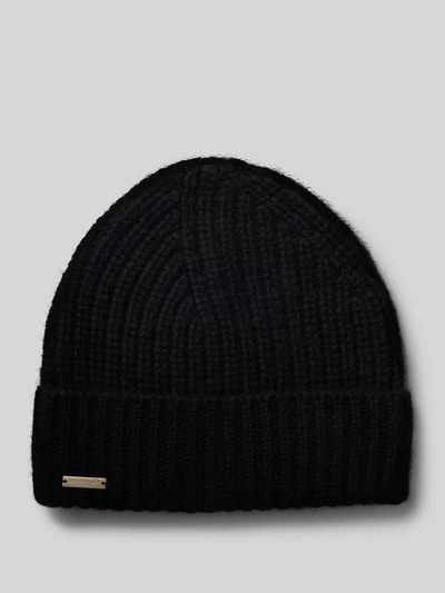 Seeberger Czapka beanie z detalem z logo Czarny 1