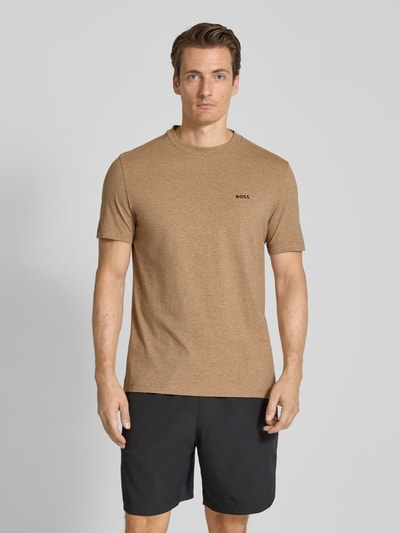 BOSS Green Regular fit T-shirt van katoenmix, model 'TEE' Beige - 4