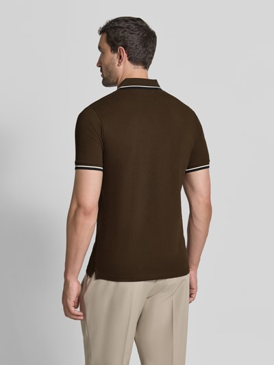 Selected Homme slim fit poloshirt van katoenmix model 'ATLAS' Chocoladebruin - 5