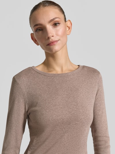 s.Oliver RED LABEL Slim Fit Langarmshirt aus reiner Baumwolle Taupe Melange 3