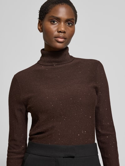 s.Oliver BLACK LABEL Slim Fit Rollkragenpullover mit Woll-Anteil Dunkelbraun 3