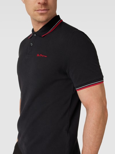 BEN SHERMAN Poloshirt mit Label-Stitching Modell 'SIGNATURE' Black 3