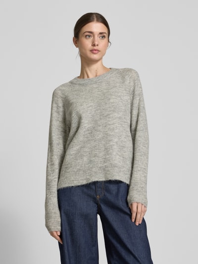 Selected Femme Strickpullover mit Rundhalsausschnitt Modell 'LULU' Hellgrau Melange 4