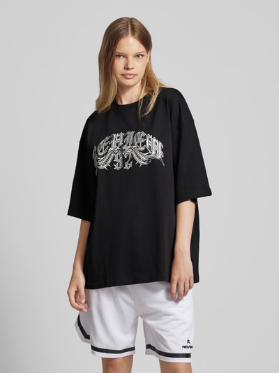 Review Oversized T-Shirt mit Label-Print Black 4