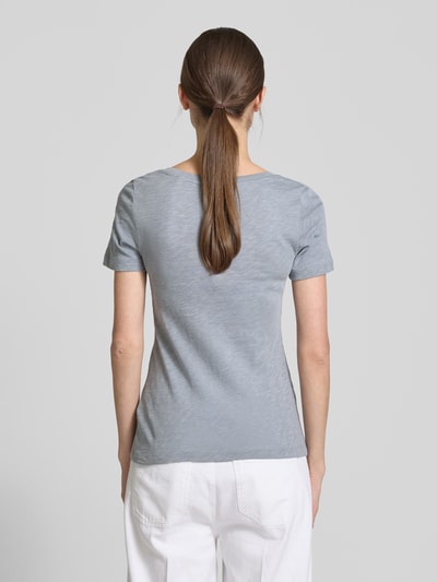 Marc O'Polo Slim Fit T-Shirt aus reiner Baumwolle mit V-Ausschnitt Rauchblau 5