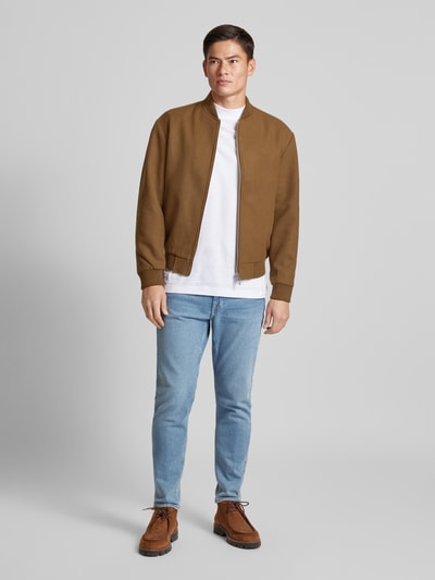 Jack & Jones Premium Bomberjacke mit Stehkragen Modell 'VENICE' Beige 1