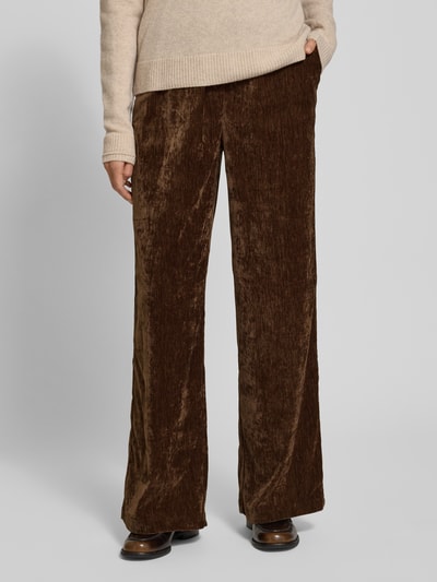 Jake*s Casual Samthose mit elastischem Bund Dunkelbraun 4