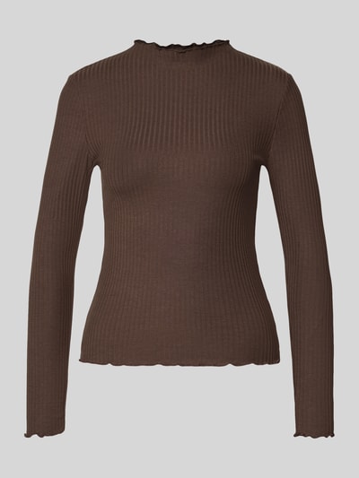 ONLY Slim Fit Langarmshirt mit Viskose-Anteil Modell 'EMMA' Schoko 1