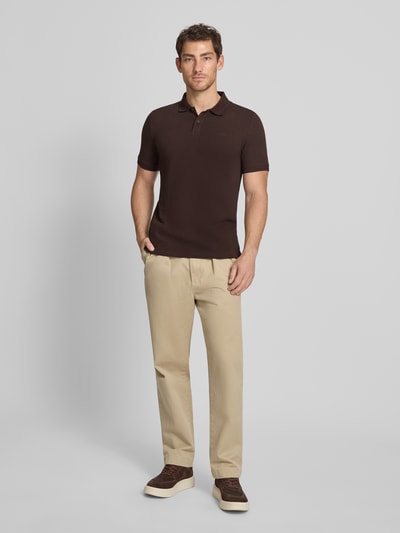s.Oliver RED LABEL Koszulka polo z czystej bawełny o kroju regular fit Ciemnobrązowy 1